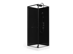 Cabine de duche quadrada, altura ajustável, preto, C80xL80xA213/232 cm - BADONI