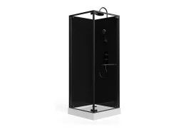 Cabine de duche quadrada, altura ajustável, preto, C80xL80xA213/232 cm - BADONI