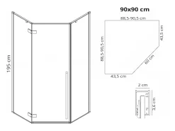 Cabine De Duche Rea Diamond 90 x 90 Brush Copper