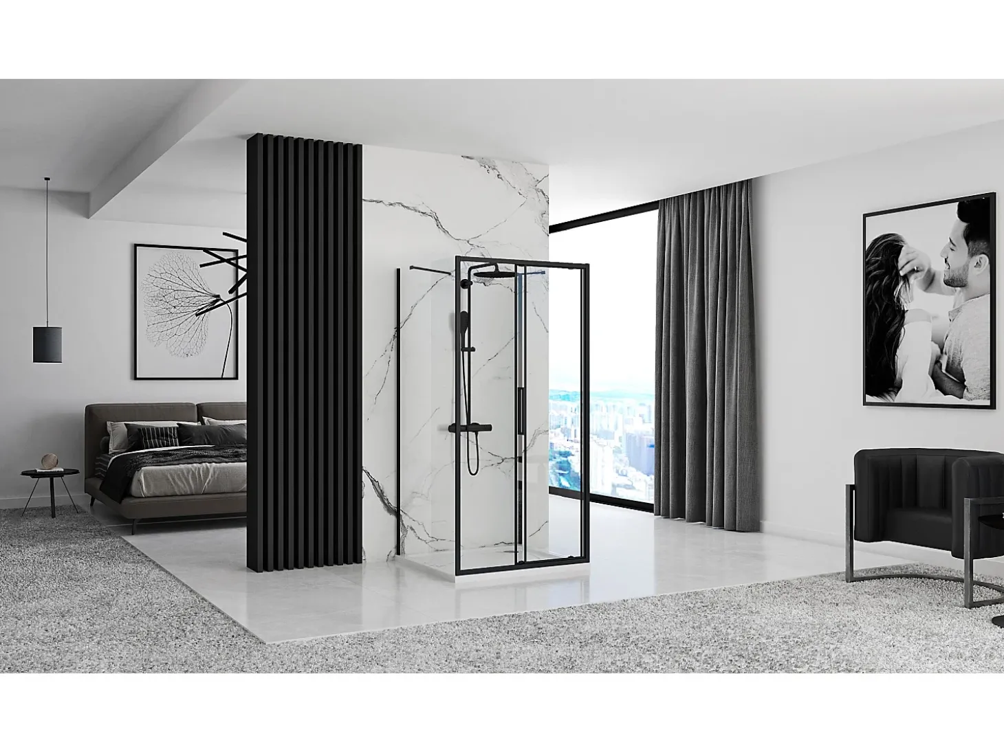 Cabine De Duche Rea Rapid Slide 140x80 Black