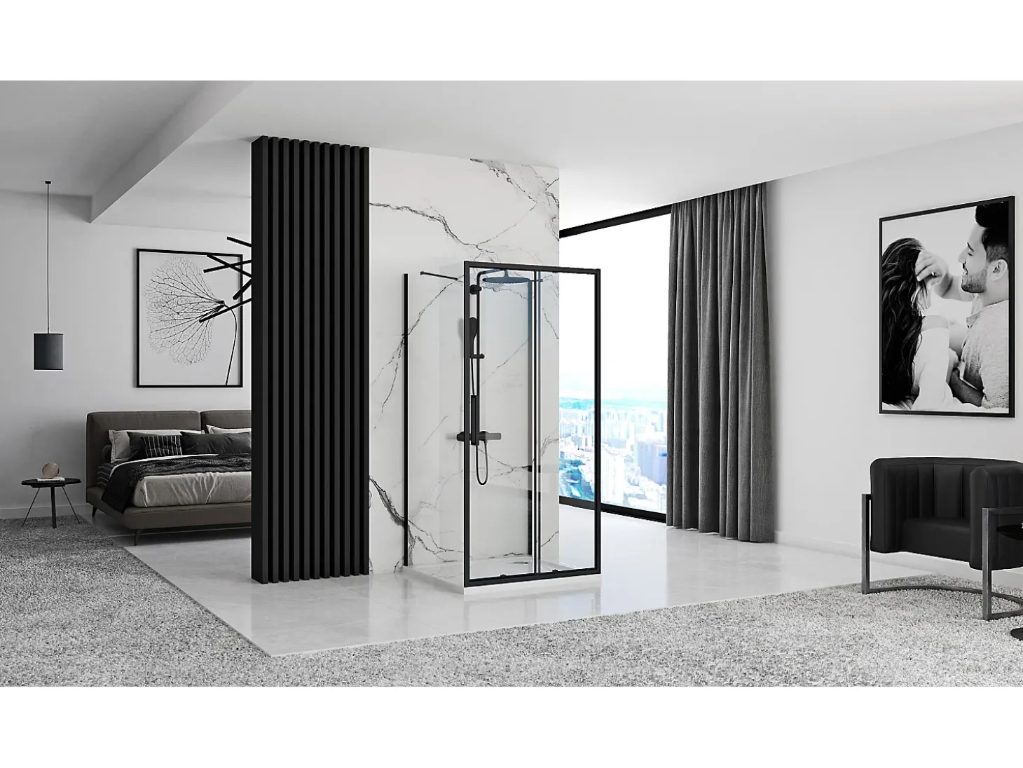 Cabine De Duche Rea Rapid Slide 100x80 Black