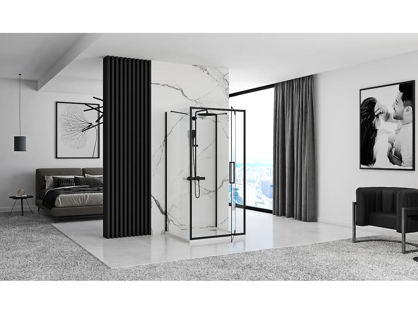 Cabine De Duche Rea Rapid Swing 100x90 Black