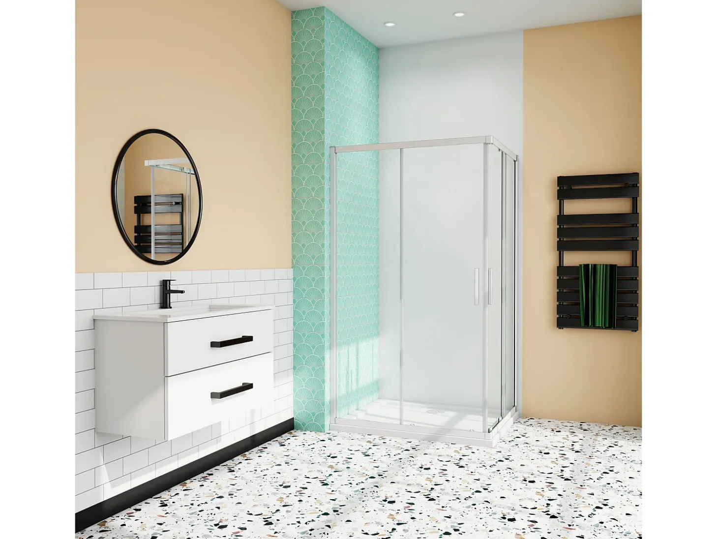 Cabine de duche rectangular correr Perfil cinza fosco Vidro temperado 5mm (780-800)x(1180-1200)x1850mm-AICA
