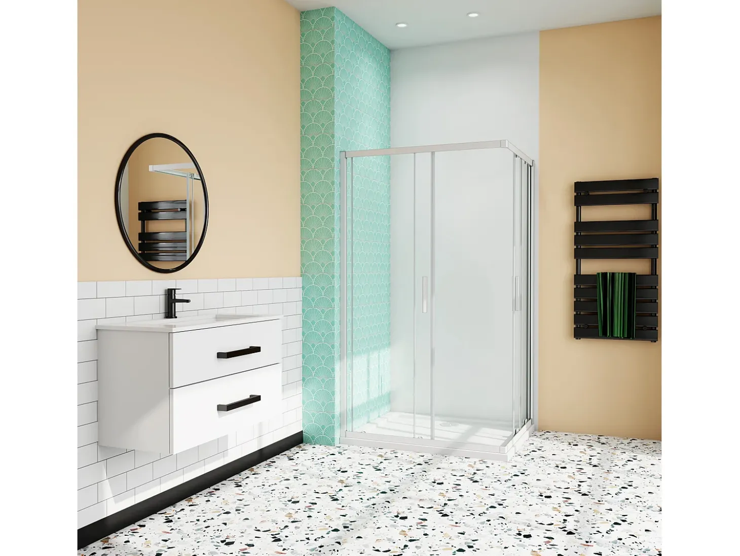 Cabine de duche rectangular correr Perfil cinza fosco Vidro temperado 5mm (780-800)x(1180-1200)x1850mm-AICA