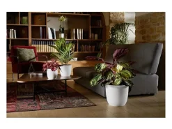 Cache-pot Opale branco marfim Ø 29,5 cm design facetado sem pés para vasos de flores