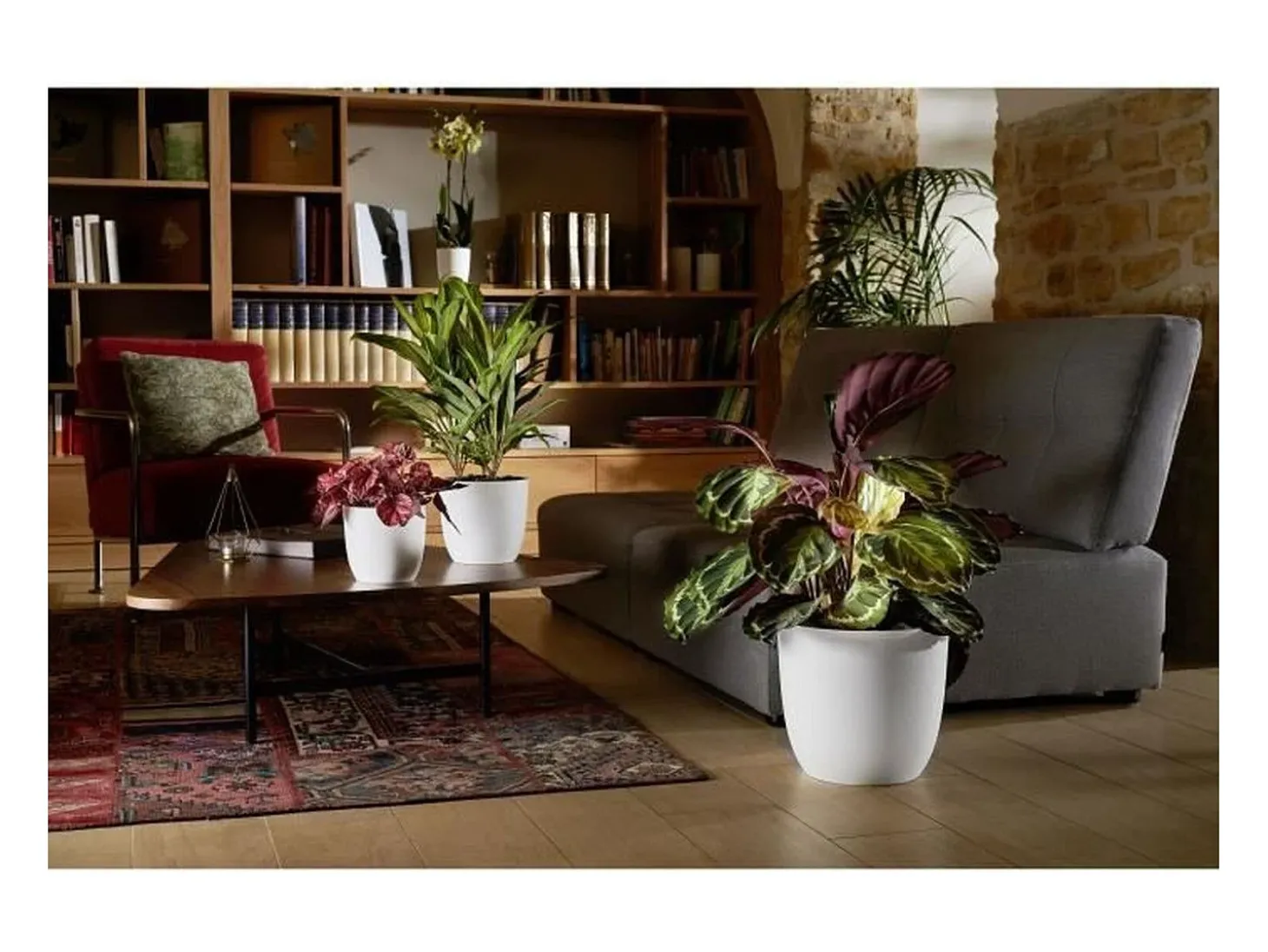 Cache-pot Opale branco marfim Ø 29,5 cm design facetado sem pés para vasos de flores