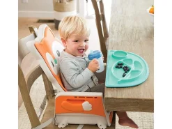 Cadeira alta evolutiva Infantino 4-em-1 design raposa, assento acolchoado, encosto reclinável, elevatório e cadeira infantil