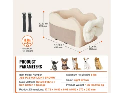 Cadeira Auto com Consola Central para Cães SucceBuy, Tamanho Pequeno (3,6 kg), Cor Castanho Claro
