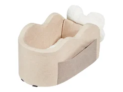 Cadeira Auto com Consola Central para Cães SucceBuy, Tamanho Pequeno (3,6 kg), Cor Castanho Claro