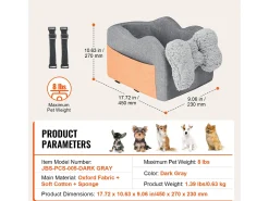 Cadeira Auto para Cães SucceBuy, Consola Central para Cães Pequenos (3,6 kg), Cinzento Escuro