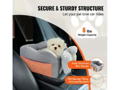 Cadeira Auto para Cães SucceBuy, Consola Central para Cães Pequenos (3,6 kg), Cinzento Escuro
