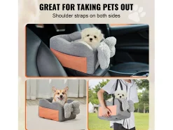 Cadeira Auto para Cães SucceBuy, Consola Central para Cães Pequenos (3,6 kg), Cinzento Escuro