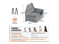 Cadeira Auto para Cães SucceBuy, Tamanho Médio/Grande (Até 25 kg), Cor Cinzenta