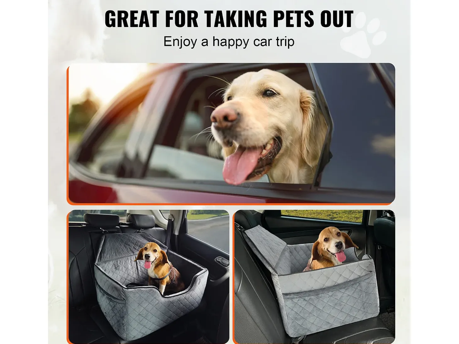 Cadeira Auto para Cães SucceBuy, Tamanho Médio/Grande (Até 25 kg), Cor Cinzenta