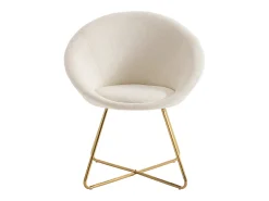 Cadeira bouclé e metal dourado cor branca - BURBAN