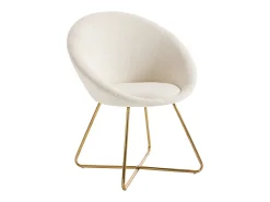 Cadeira bouclé e metal dourado cor branca - BURBAN
