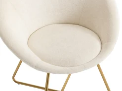Cadeira bouclé e metal dourado cor branca - BURBAN