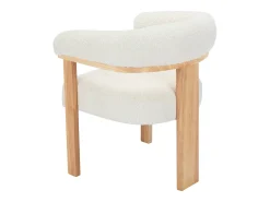 Cadeira com apoios de braço tecido bouclé e madeira de hévea branco e natural LIVELIA