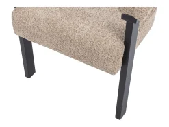 Cadeira com apoios de braço em tecido bouclé e madeira de hévea taupe e preto - LIVELIA