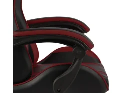 Cadeira corrida c/ apoio pés couro artif. preto/vermelho tinto