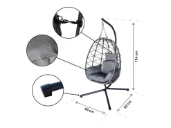 Cadeira "Cosi" para ovos em rotim - 99 x 92 x 194 cm - Cinzento