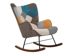 Cadeira de balanço com apoio para pés - 69,5 x 50 x 88,5 cm - Esponja + fibras de polipropileno - Multicolor