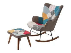 Cadeira de balanço com apoio para pés - 69,5 x 50 x 88,5 cm - Esponja + fibras de polipropileno - Multicolor