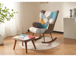 Cadeira de balanço com apoio para pés - 69,5 x 50 x 88,5 cm - Esponja + fibras de polipropileno - Multicolor