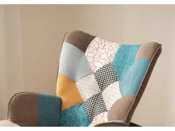 Cadeira de balanço com apoio para pés - 69,5 x 50 x 88,5 cm - Esponja + fibras de polipropileno - Multicolor