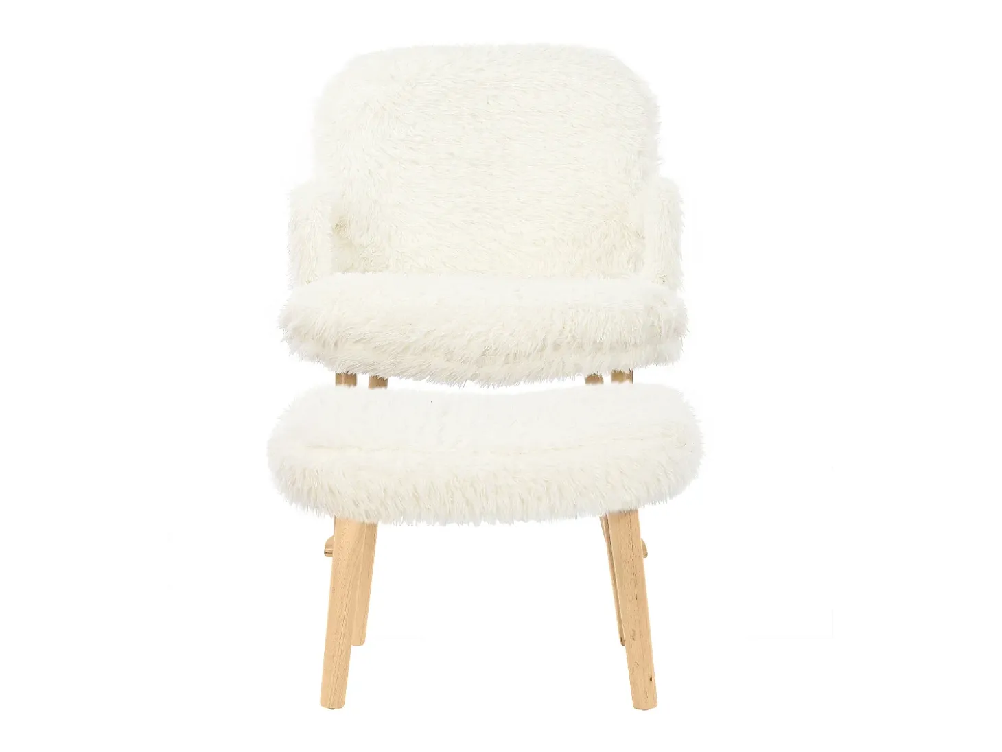 Cadeira de balanço de pelúcia Teddy - Cadeira de balanço confortável com apoio para os pés e pernas de madeira maciça - 65 x 96,5 x 85 cm - Branca