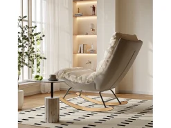 Cadeira de balanço estofada com encosto ajustável para sala de estar - quarto, varanda