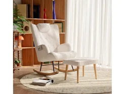 Cadeira de balanço Teddy, chaise longue com apoio de cabeça e apoio para os pés, 150 kg