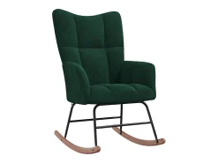 Cadeira de baloiço com banco veludo verde-escuro