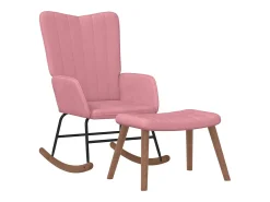 Cadeira de baloiço com banco veludo rosa