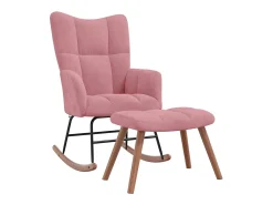 Cadeira de baloiço com banco veludo rosa