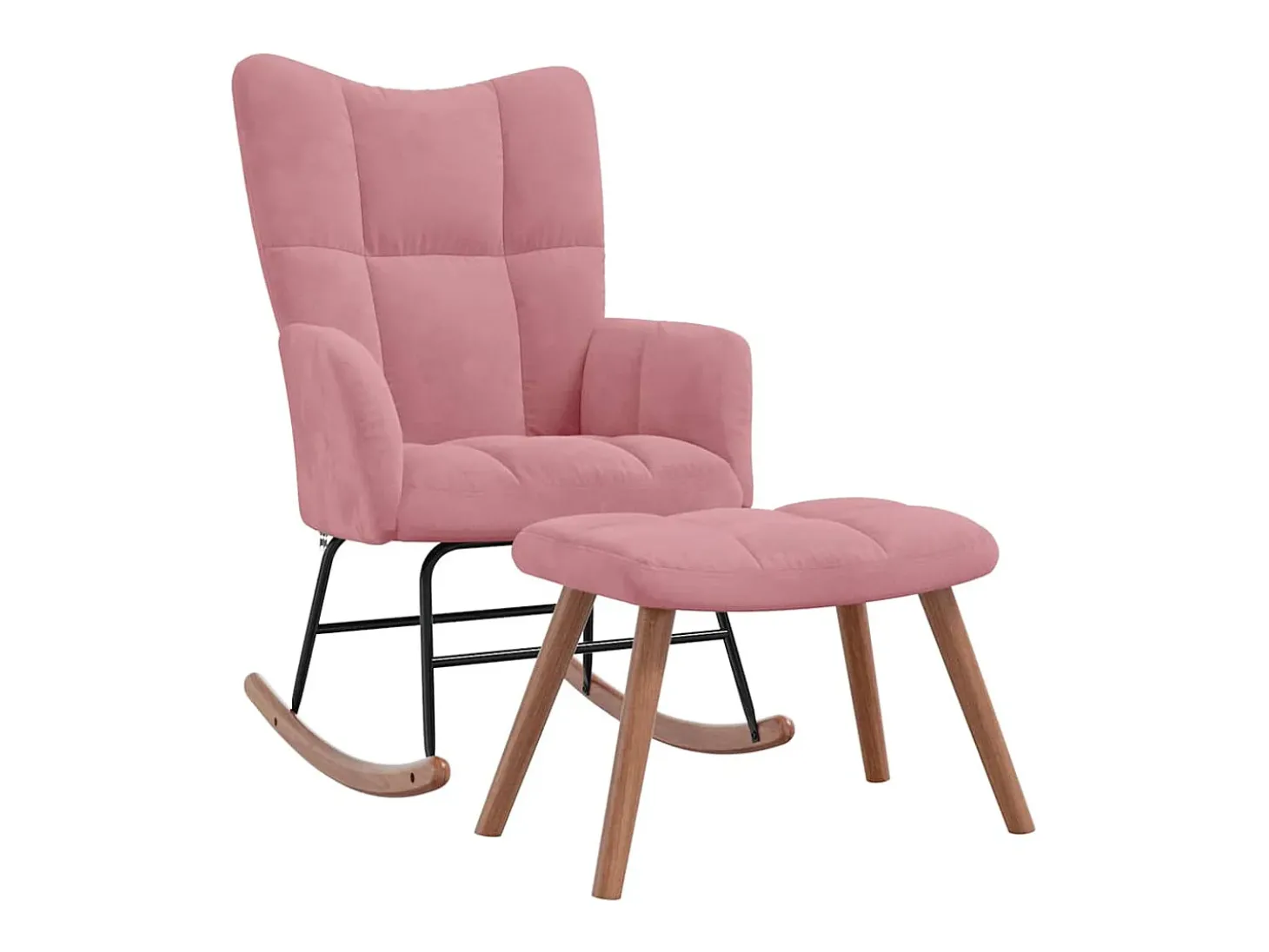 Cadeira de baloiço com banco veludo rosa