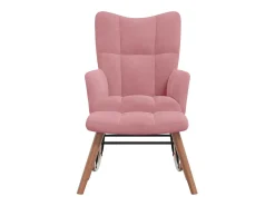 Cadeira de baloiço com banco veludo rosa