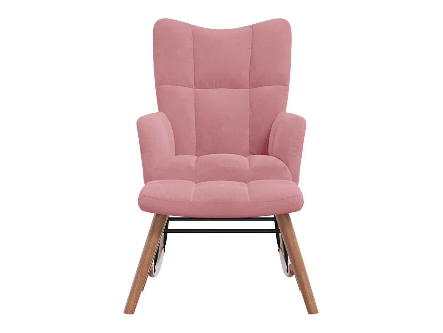 Cadeira de baloiço com banco veludo rosa