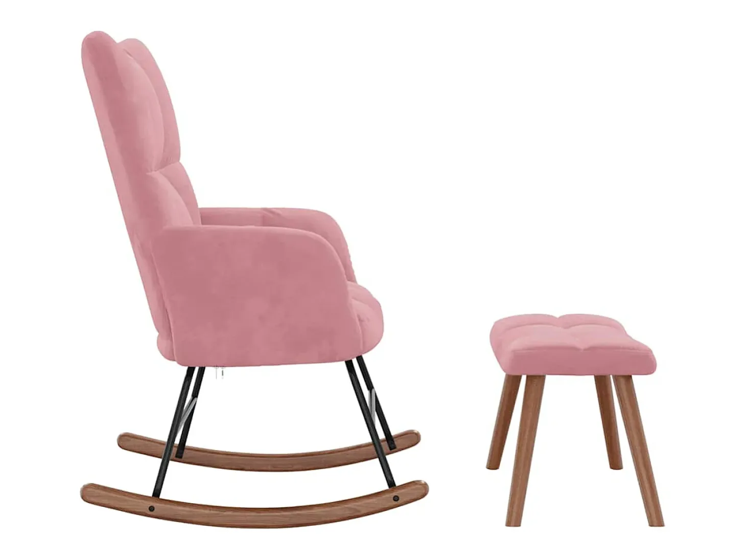 Cadeira de baloiço com banco veludo rosa