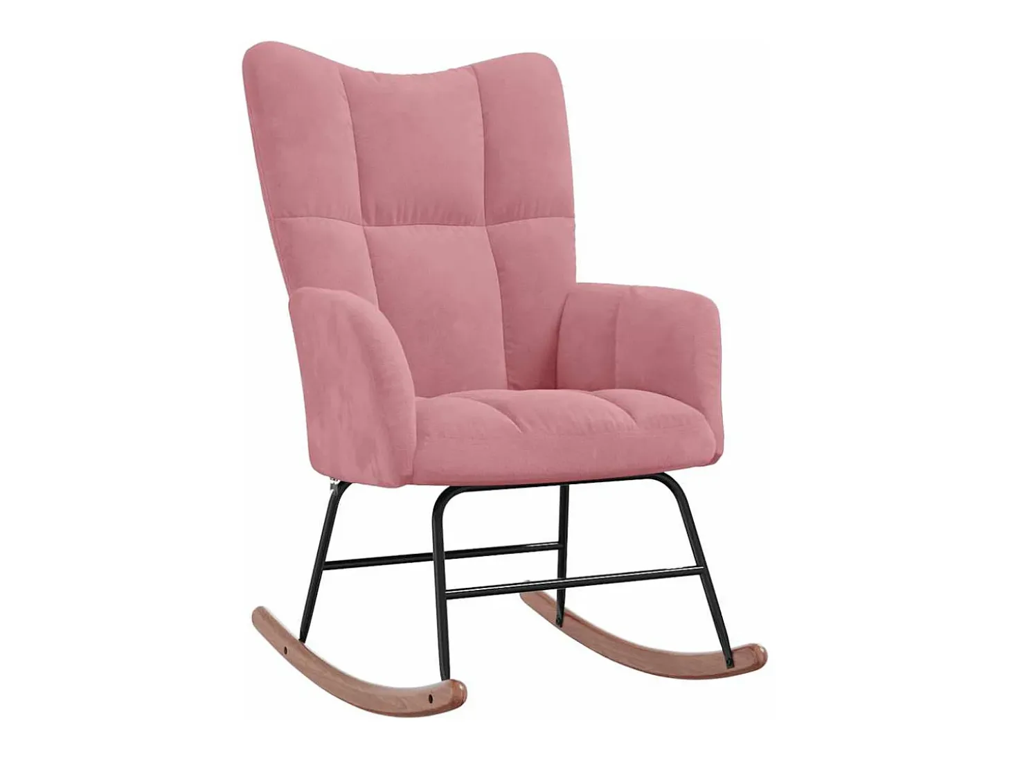 Cadeira de baloiço com banco veludo rosa