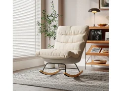 Cadeira de baloiço estofada com encosto ajustável para sala de estar - quarto, varanda - 83 x 72 x 93 cm