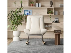 Cadeira de baloiço estofada - com encosto regulável, para sala de estar - quarto, varanda - 90,5 x 74 x 98 cm