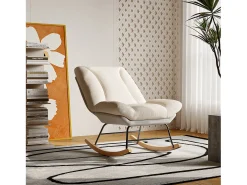 Cadeira de baloiço estofada - com encosto regulável, para sala de estar - quarto, varanda - 90,5 x 74 x 98 cm