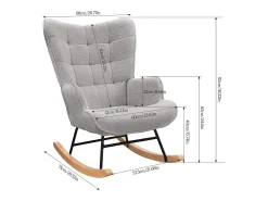 Cadeira de baloiço para adulto - Cadeira de baloiço ergonómica para exterior - para sala de estar - jardim - quarto - cinzento