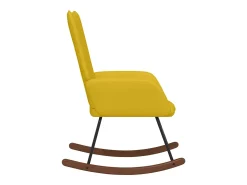 Cadeira de baloiço veludo amarelo mostarda