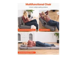 Cadeira de Chão SucceBuy Cadeira de Chão Convertível com 5 Posições Ajustáveis, Sofá-Cama Estofado com Encosto Ajustável, Estrutura Metálica e Almofada