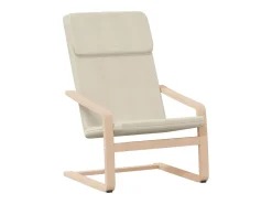 Cadeira de descanso com banco p/ pés tecido cor creme