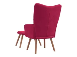 Cadeira de descanso com banco veludo vermelho tinto