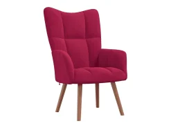 Cadeira de descanso com banco veludo vermelho tinto