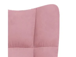 Cadeira de descanso com banco veludo rosa